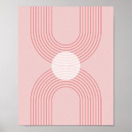 ボホヴィンテージピンクと赤レインボーアーチ1 ポスター