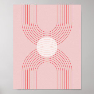 ボホヴィンテージピンクと赤レインボーアーチ1 ポスター