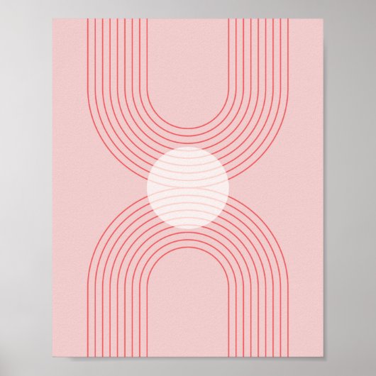 ボホヴィンテージピンクと赤レインボーアーチ1 ポスター (正面)