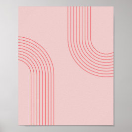 ボホヴィンテージピンクと赤レインボーアーチ3 ポスター