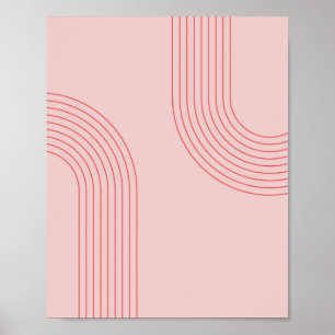 ボホヴィンテージピンクと赤レインボーアーチ3 ポスター