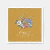 ボホヴィンテージフローライエローカスタムブライダルシャワー スタンダードカクテルナプキン (正面)