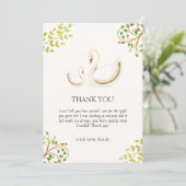 ボホヴィンテージフローラグリーンリースワンベイビーシャワー サンキューカード (スタンド正面)
