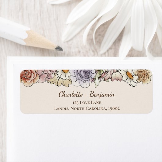 ボホヴィンテージフローラベビーシャワー差出人住所 ラベル (インサイチュ)