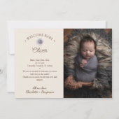 ボホヴィンテージフローラベージュツーフォト誕生 案内状 (裏面)