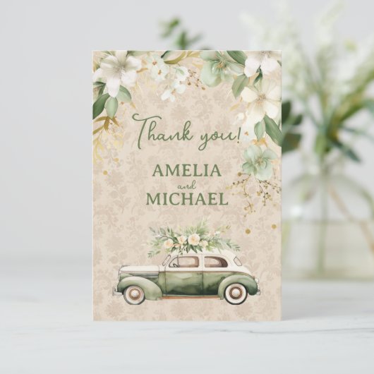 ボホヴィンテージフローラボタニッ結婚クス サンキューカード (スタンド正面)