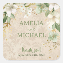 ボホヴィンテージフローラボタニッ結婚クス スクエアシール