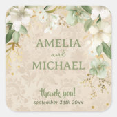 ボホヴィンテージフローラボタニッ結婚クス スクエアシール (正面)