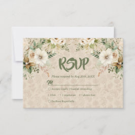 ボホヴィンテージフローラ植物結婚式RSVPカード 出欠カード