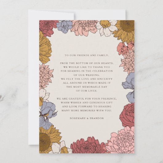 ボホヴィンテージフローラ秋庭園の結婚式 サンキューカード (裏面)