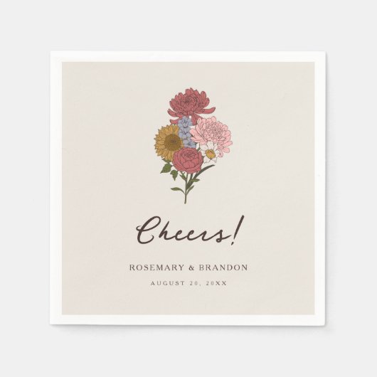 ボホヴィンテージフローラ秋庭園の結婚式 スタンダードカクテルナプキン (正面)