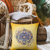 ボホヴィンテージブルーアンドオレンジフローラ装飾用クッション クッション