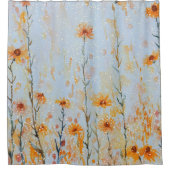 ボホヴィンテージブルーワイルドフラワー シャワーカーテン (正面)