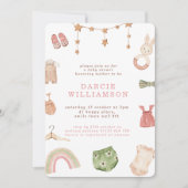 ボホヴィンテージベビーおもちゃ&衣類赤ちゃんシャワー 招待状 (正面)