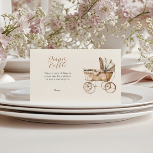 ボホヴィンテージベビーキャリッジおむつラッフル エンクロージャーカード
