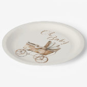 ボホヴィンテージベビーキャリッジベビーシャワー ペーパープレート (アングル)