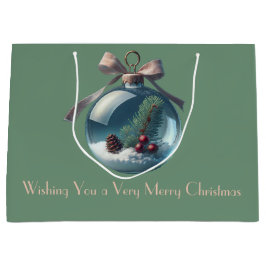 ボホヴィンテージボウ&オーナメントクリスマス抱き枕 ラージペーパーバッグ