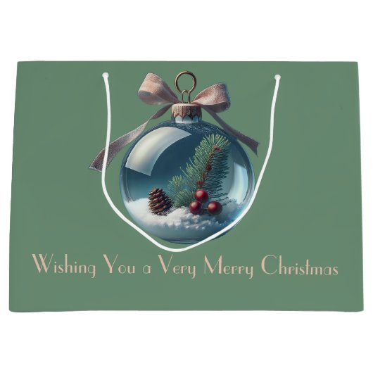 ボホヴィンテージボウ&オーナメントクリスマス抱き枕 ラージペーパーバッグ (正面)