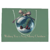 ボホヴィンテージボウ&オーナメントクリスマス抱き枕 ラージペーパーバッグ (裏面)