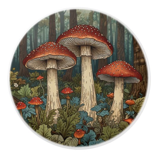 ボホヴィンテージマッシュルーム樹林林 セラミックノブ (正面)