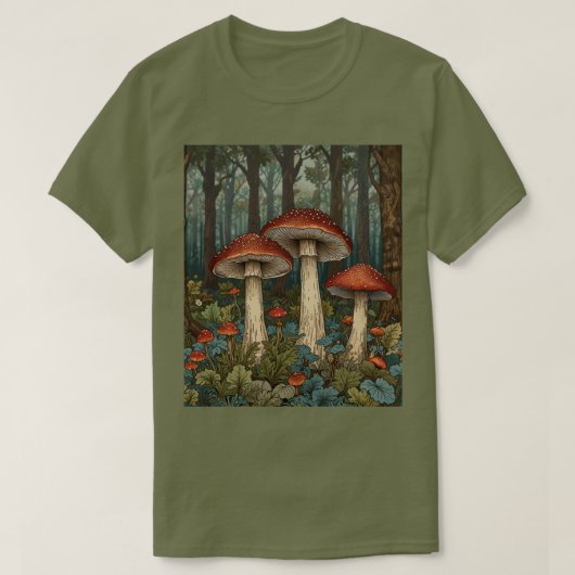 ボホヴィンテージマッシュルーム樹林林 Tシャツ (デザイン正面)