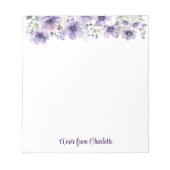 ボホヴィンテージラベンダーのワイルドフラワーの水色ホワイト ノートパッド (正面)