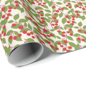 ボホヴィンテージレッドさくらんぼサマーブライダルシャワー ラッピングペーパー (ロールコーナー)