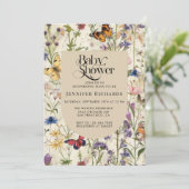 ボホヴィンテージワイルドフラワーベビーシャワー招待状 招待状 (スタンド正面)