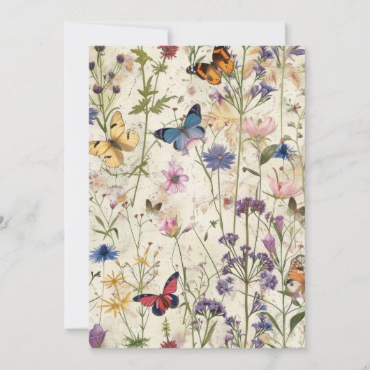 ボホヴィンテージワイルドフラワーベビーシャワー招待状 招待状 (裏面)