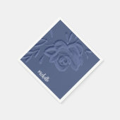 ボホヴィンテージ芸術的ブルー花 スタンダードカクテルナプキン (角)