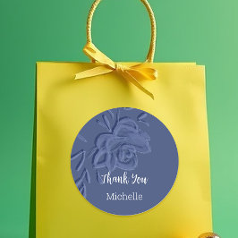 ボホヴィンテージ芸術的ブルー花 ラウンドシール