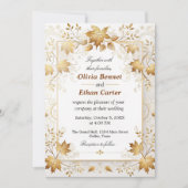 ボホヴィンテージ葉秋素朴テラコッタ結婚ズ 招待状 (正面)
