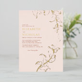 ボホヴィンテージ葉秋素朴テラコッタ結婚ズ 箔招待状 (立ち正面)