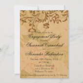 ボホーあせ花と装飾金ゴールド婚約 招待状 (正面)