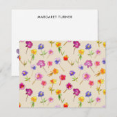 ボホーお洒落パンジー図解入りの、写真付きの手花 サンキューカード (正面/裏面)