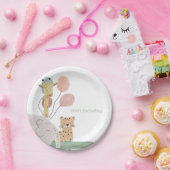 ボホーかわいい動物の誕生日パーティー ペーパープレート (パーティー)