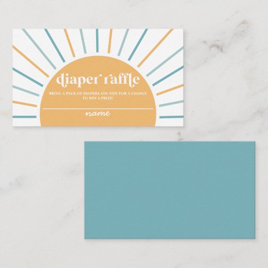 ボホーここ来に息子の赤ん坊シャワーおむつラッフル エンクロージャーカード (正面/裏面)