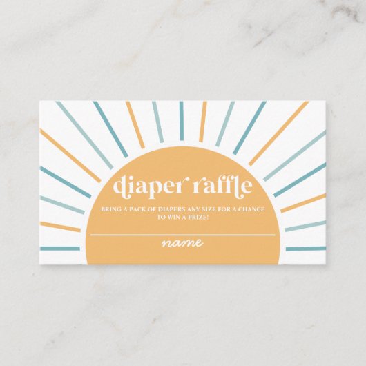 ボホーここ来に息子の赤ん坊シャワーおむつラッフル エンクロージャーカード (正面)