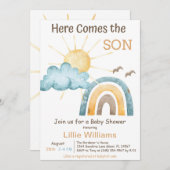 ボホーこ来この息子ベイビーシャワー招待状 招待状 (正面/裏面)