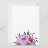 ボホーな淡い紫色の芍薬、紫色のプラム、ブライダルランチョン 招待状 (裏面)