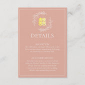 ボホーほこりっぽいピンクの葉モダンリース中国の結婚の エンクロージャーカード (正面)