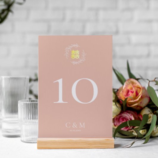 ボホーほこりっぽいピンクの葉モダンリース中国の結婚の テーブルナンバー