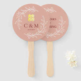 ボホーほこりっぽいピンクの葉モダンリース中国の結婚の ハンドファン