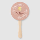 ボホーほこりっぽいピンクの葉モダンリース中国の結婚の ハンドファン (正面)