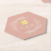 ボホーほこりっぽいピンクの葉モダンリース中国の結婚の ペーパーコースター (アングル)