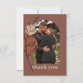 ボホーアース音調アーチ葉テラコッタ結婚ズ サンキューカード (正面)