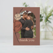 ボホーアース音調アーチ葉テラコッタ結婚ズ サンキューカード (スタンド正面)