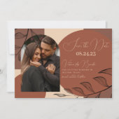 ボホーアース音調アーチ葉テラコッタ結婚ズ セーブザデート (正面)