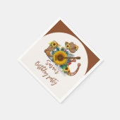 ボホーウェスタンのギターヒマワリ誕生日パーティー スタンダードカクテルナプキン (角)