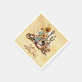 ボホーウェスタンのギターヒマワリ誕生日パーティー スタンダードカクテルナプキン (角)